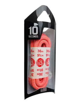 10 Seconds ® Athletic Jumbo Round Laces | Hot Red/Silver Herringbone