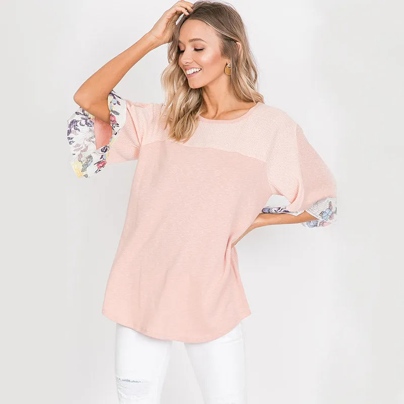 Freya Floral Sleeve Top Pink