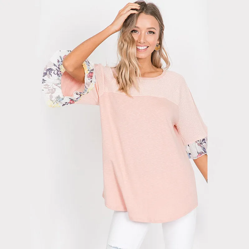 Freya Floral Sleeve Top Pink