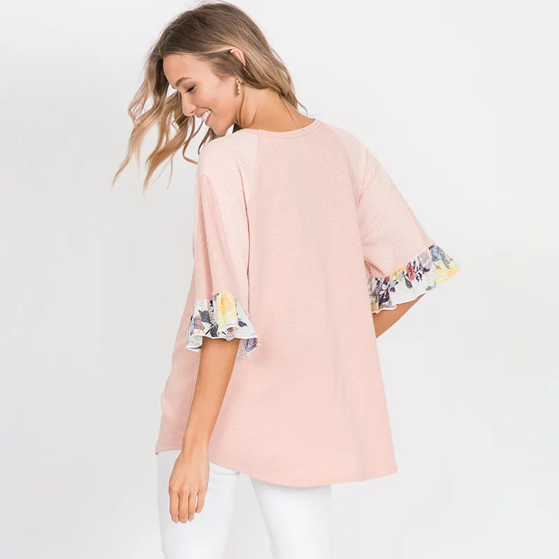 Freya Floral Sleeve Top Pink