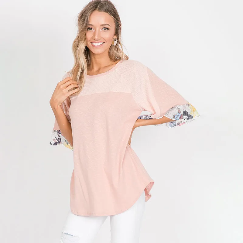 Freya Floral Sleeve Top Pink