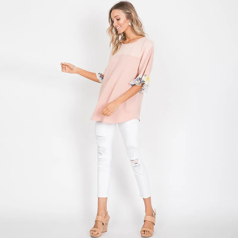 Freya Floral Sleeve Top Pink