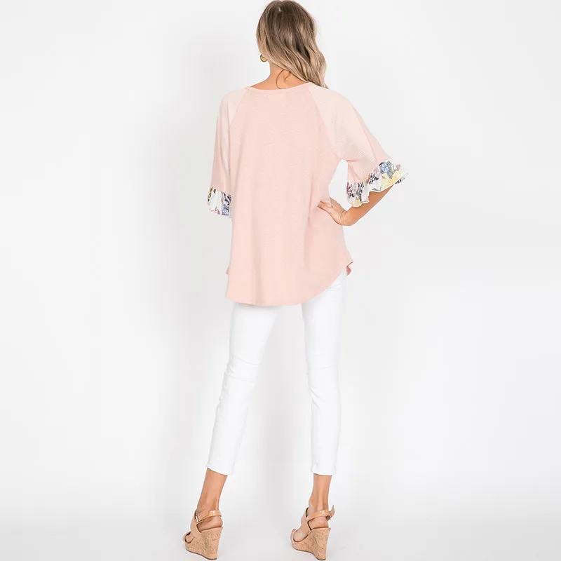 Freya Floral Sleeve Top Pink