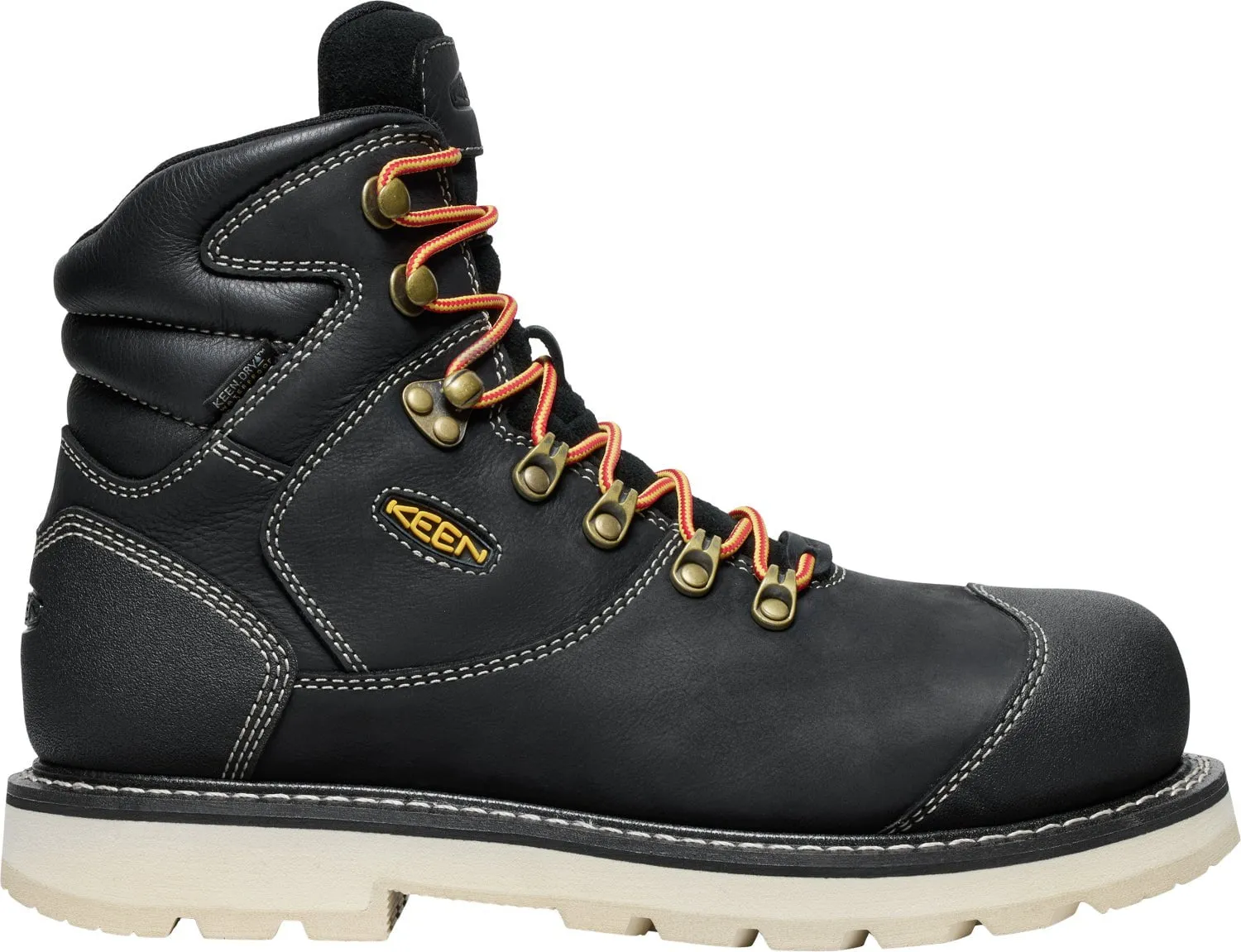 Keen Utility Mens Cincinnati 90 Deg 6in WP CT Black/Sandshell Leather Work Boots
