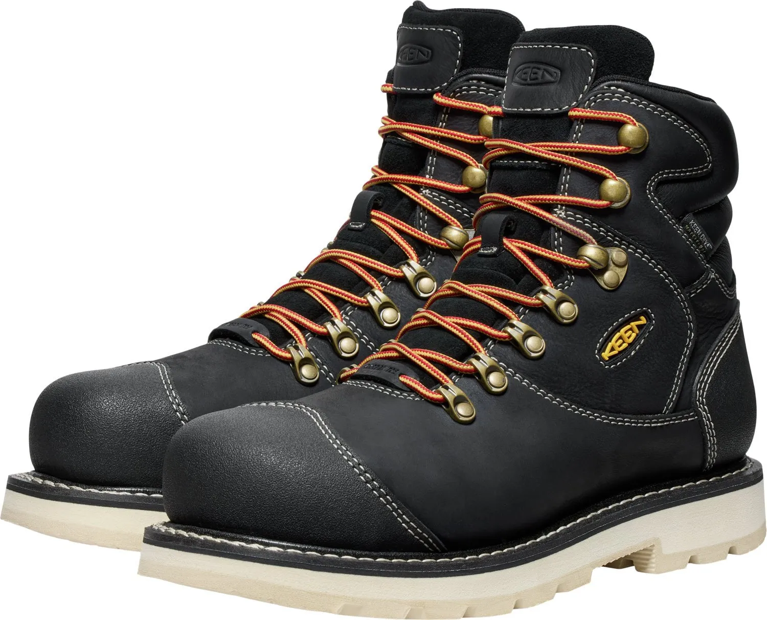 Keen Utility Mens Cincinnati 90 Deg 6in WP CT Black/Sandshell Leather Work Boots
