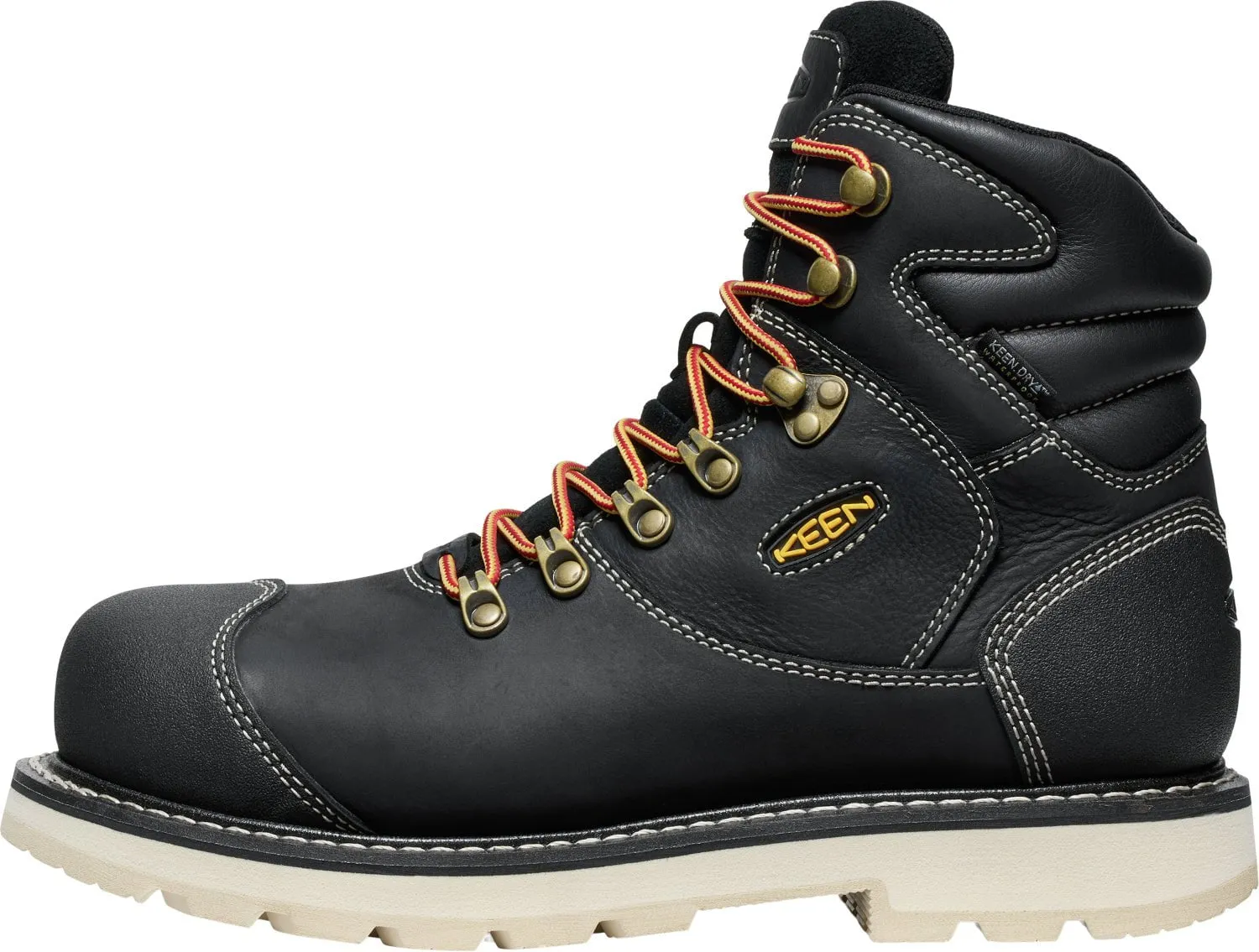 Keen Utility Mens Cincinnati 90 Deg 6in WP CT Black/Sandshell Leather Work Boots