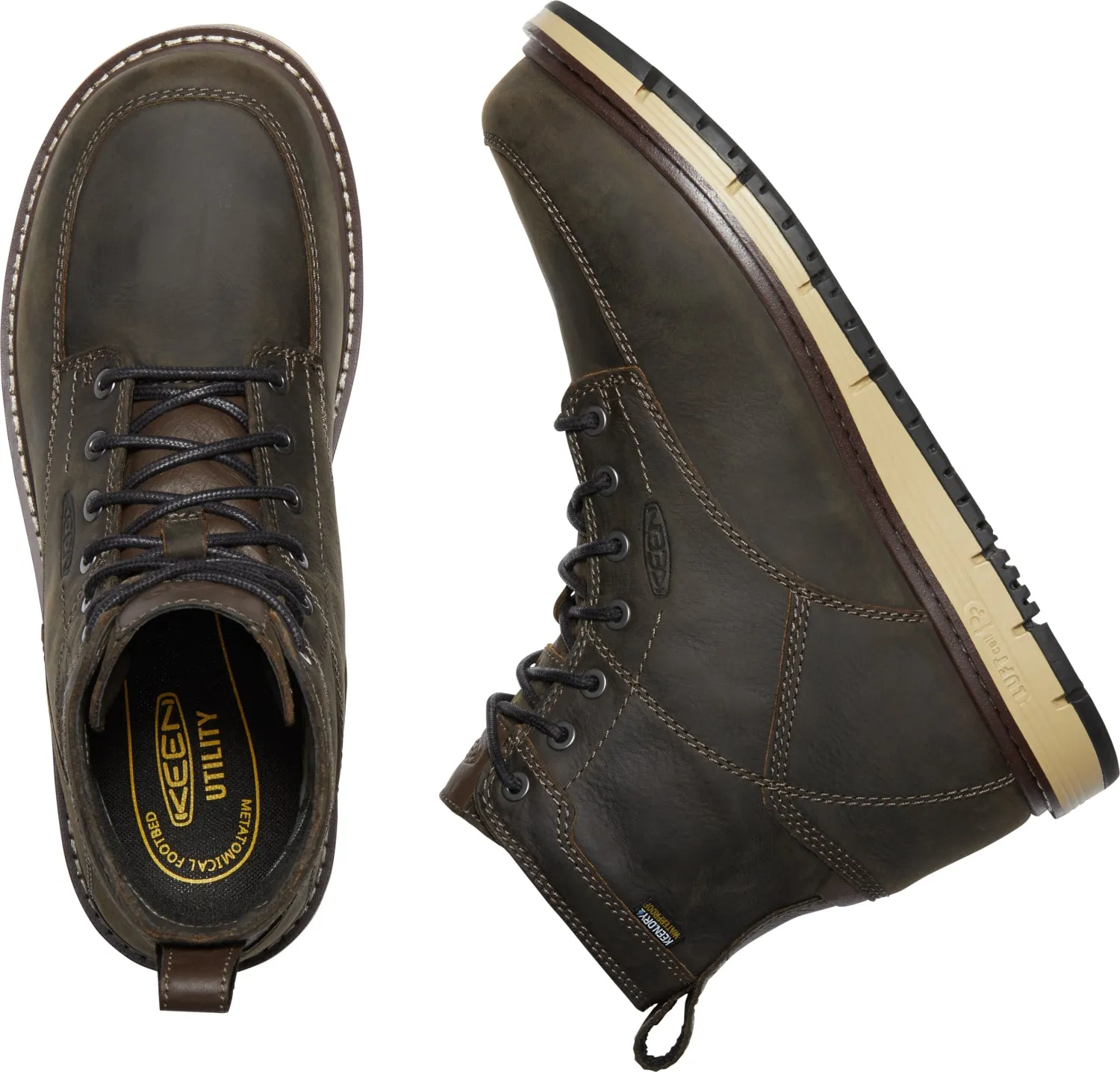 Keen Utility Mens San Jose WP Soft Toe Cascade Brown/Black Leather Work Boots