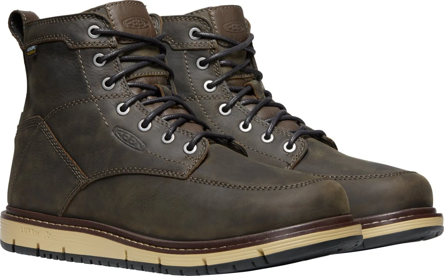 Keen Utility Mens San Jose WP Soft Toe Cascade Brown/Black Leather Work Boots