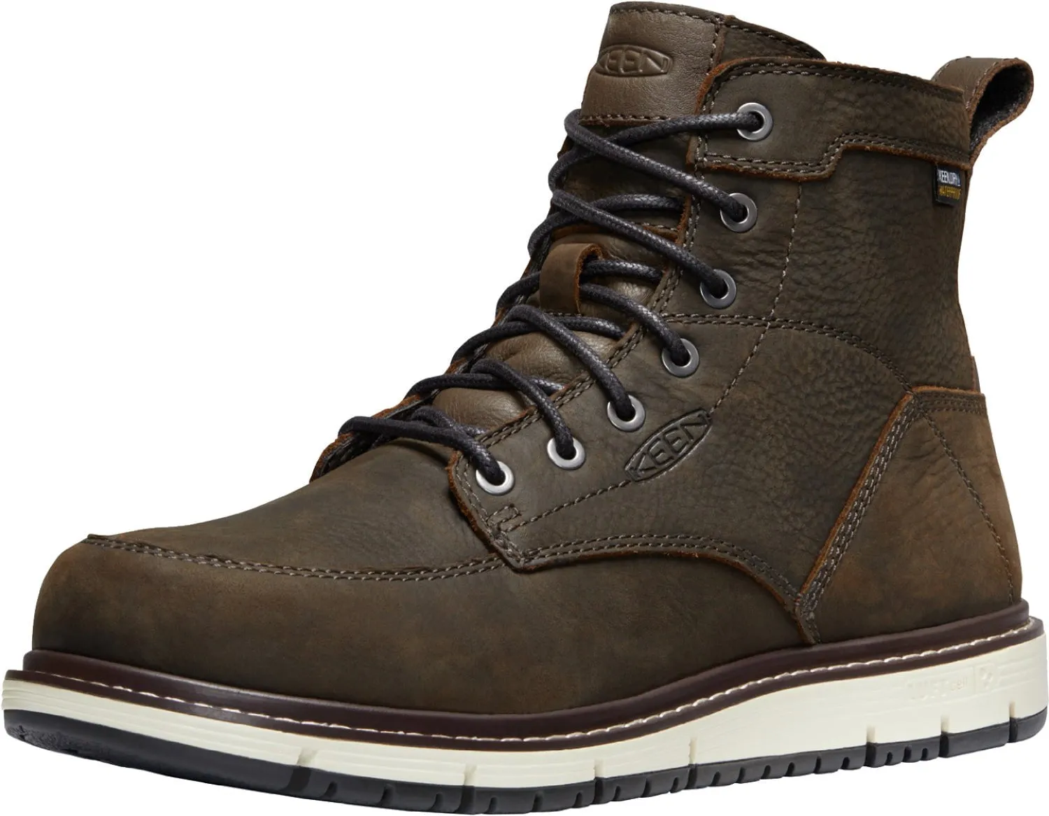 Keen Utility Mens San Jose WP Soft Toe Cascade Brown/Black Leather Work Boots