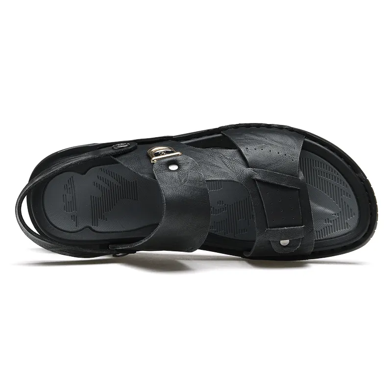 kkboxly kkboxly Men Microfiber Leather Two-Ways Breathable Soft Non-Slip Casual Outdoor Sandals