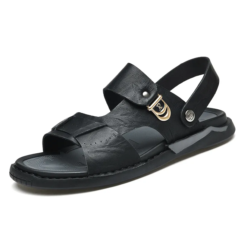 kkboxly kkboxly Men Microfiber Leather Two-Ways Breathable Soft Non-Slip Casual Outdoor Sandals
