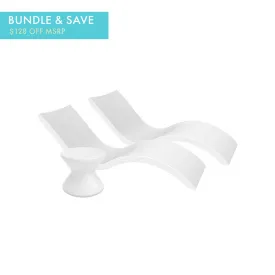 Ledge Lounger Outdoor Oasis Bundle - In-Pool & Patio Furniture (2 Signature Chaise Loungers & Side Table)