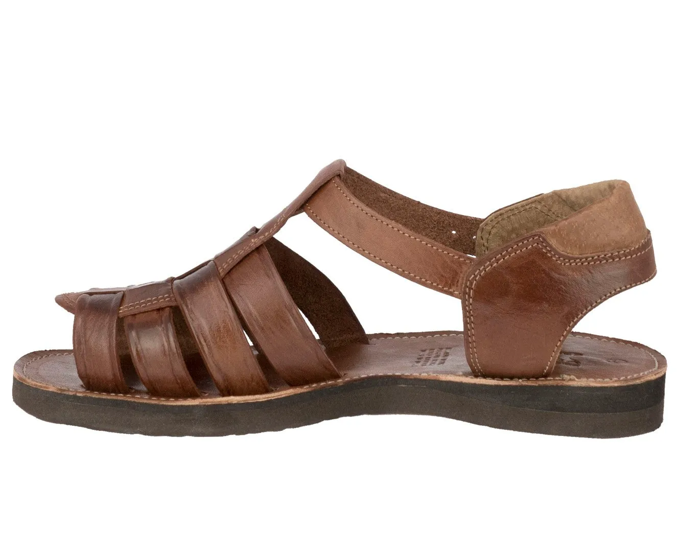 Men's Brown Genuine Ankle Strap Slip On Leather Mexican Huaraches Sandals 011
