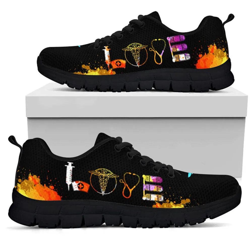 Nurse Sneaker, Nurse Love Art Sneakers Shoes, Best Shoes For Nurses