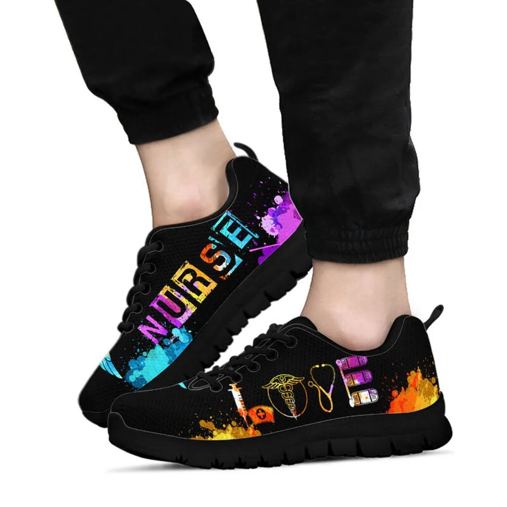 Nurse Sneaker, Nurse Love Art Sneakers Shoes, Best Shoes For Nurses
