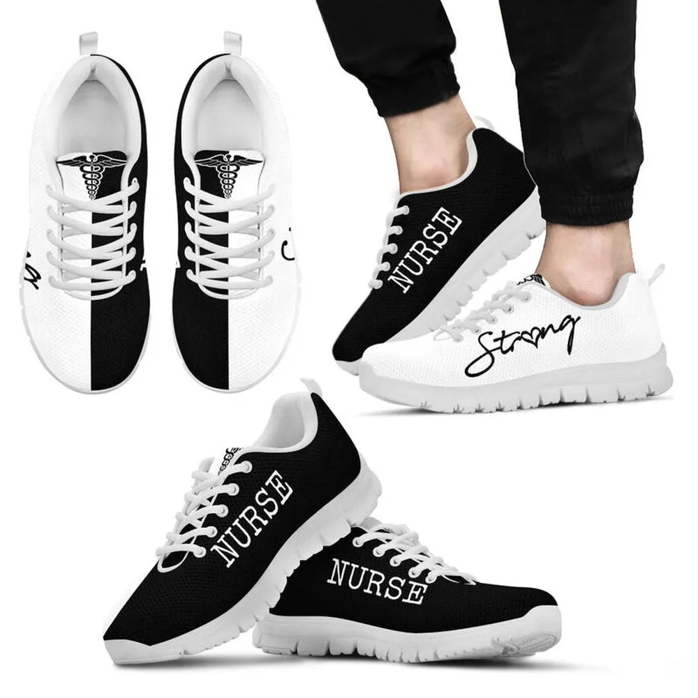 Nurse Sneaker, Nurse Strong Black White Sneakers Shoes, Best Shoes For Nurses