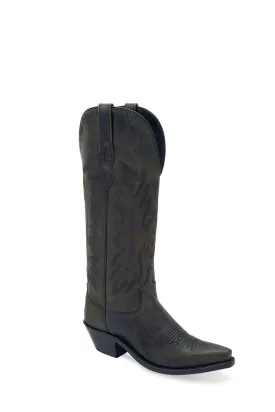 Old West Womens Western Black Leather Cowboy Boots 6.5 B