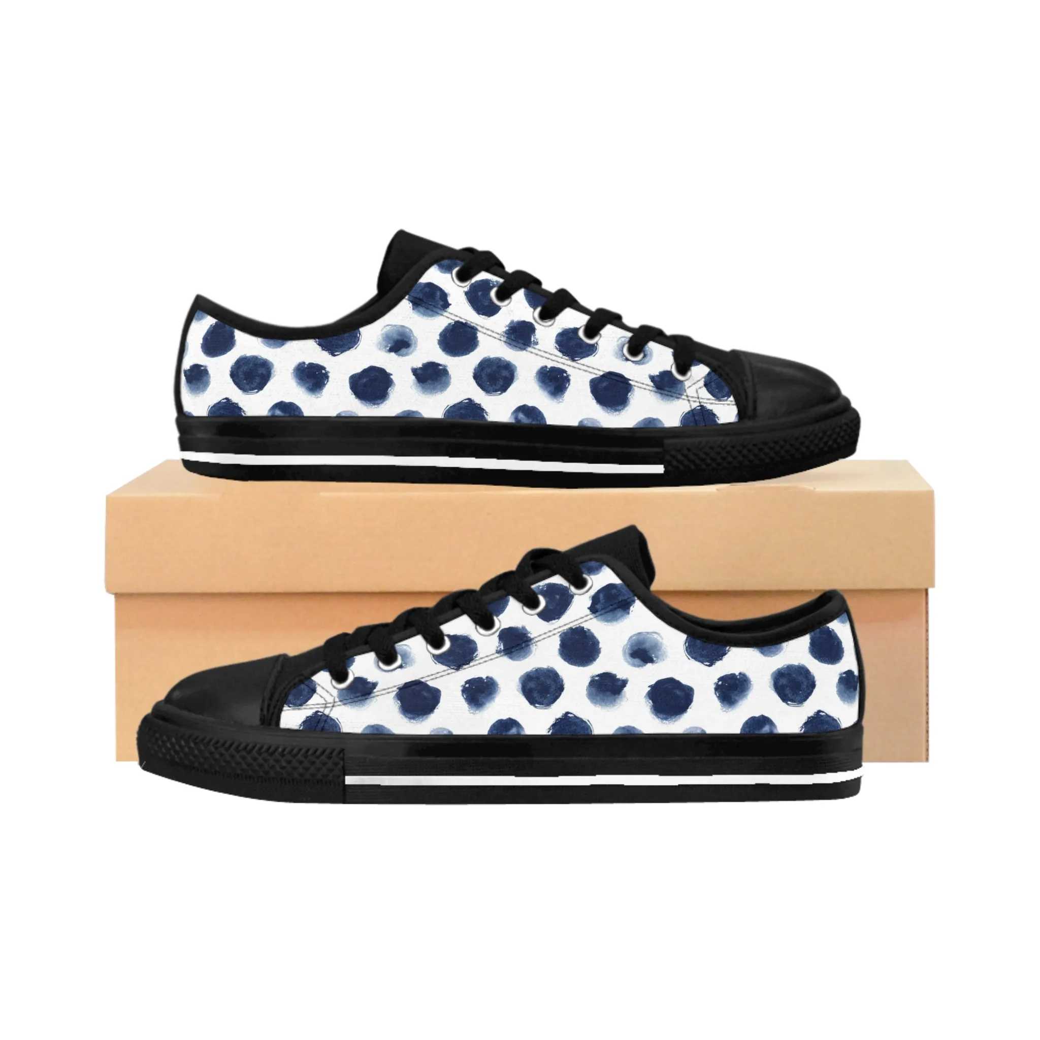 Polka Dots in Dark Indigo Women's Sneakers