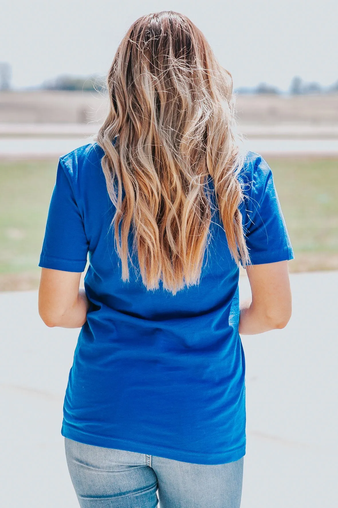 "Teachers" Saying Short Sleeve Top in Blue