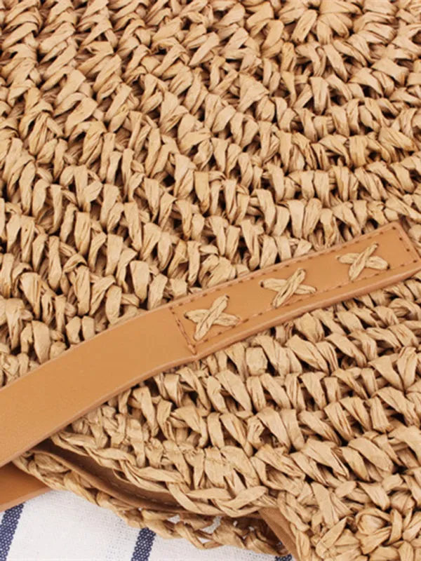 Round shoulder straw woven bag woven bag beach bag fashion women's bag straw woven bag