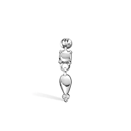 Single Tassel Piercing Charm Earring by Maria Tash in 14K White Gold
