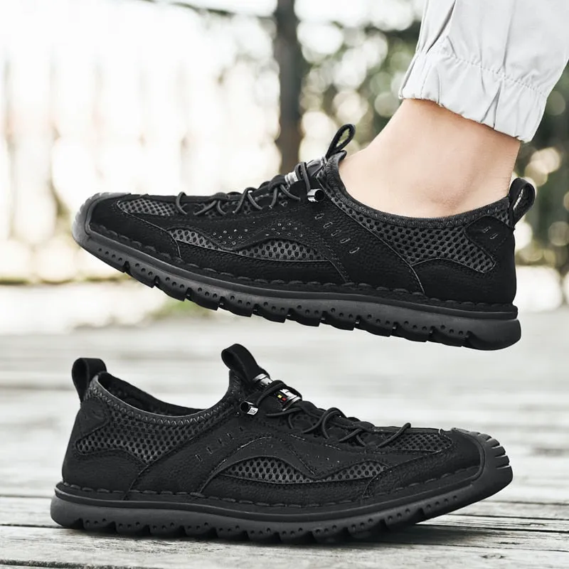 Summer Men's Casual Shoes Breathable Mesh Cloth Loafers Soft Outdoor Sneakers Flat Male Driving Shoes Large Size Men's Shoes