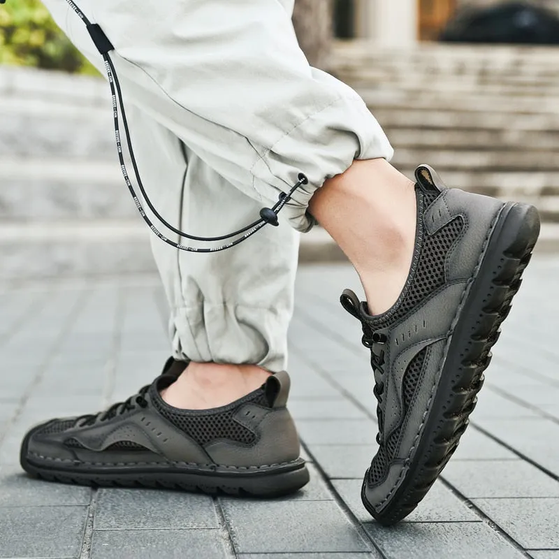 Summer Men's Casual Shoes Breathable Mesh Cloth Loafers Soft Outdoor Sneakers Flat Male Driving Shoes Large Size Men's Shoes