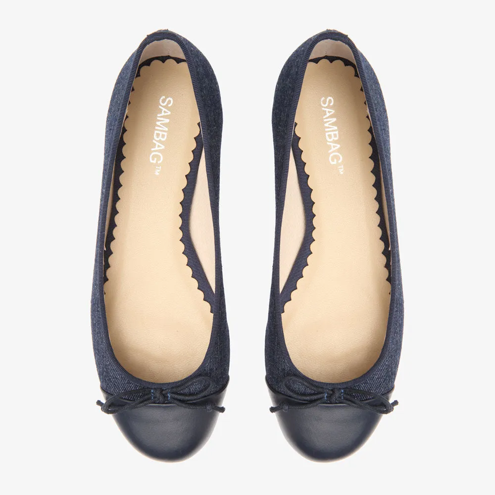 Tina Two Tone Denim with Navy Toe Cap