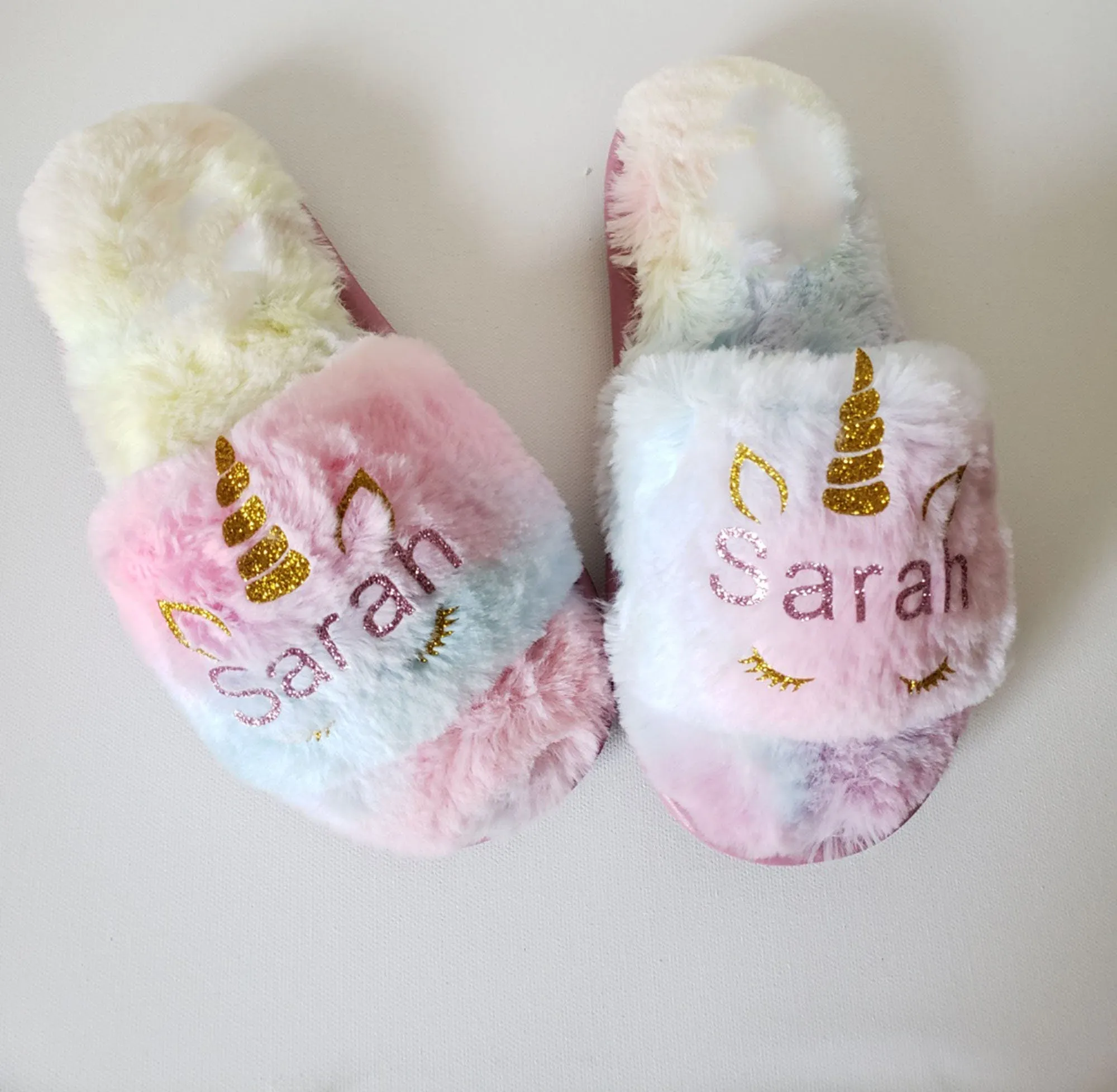 Unicorn Monogram slippers/ Unicorn Birthday Girl slippers , Unicorn girls slippe