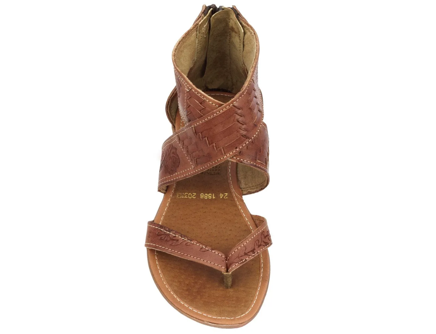 Womens Authentic Huaraches Real Leather Sandals Ankle Cognac - #203
