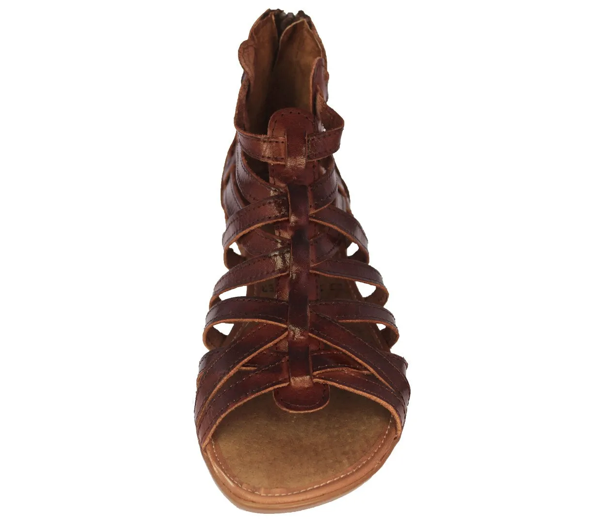 Womens Authentic Huaraches Real Leather Sandals Zipper Cognac - #201